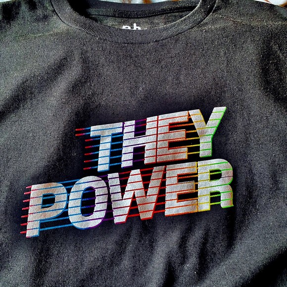 “They Power” THE PHLUID PROJECT LGBTQ PRIDE Black Rainbow T-Shirt Unisex M Black - Picture 1 of 6